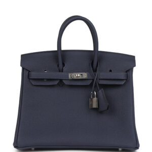 Hermes Birkin 25 Bleu Nuit Togo Palladium Hardware