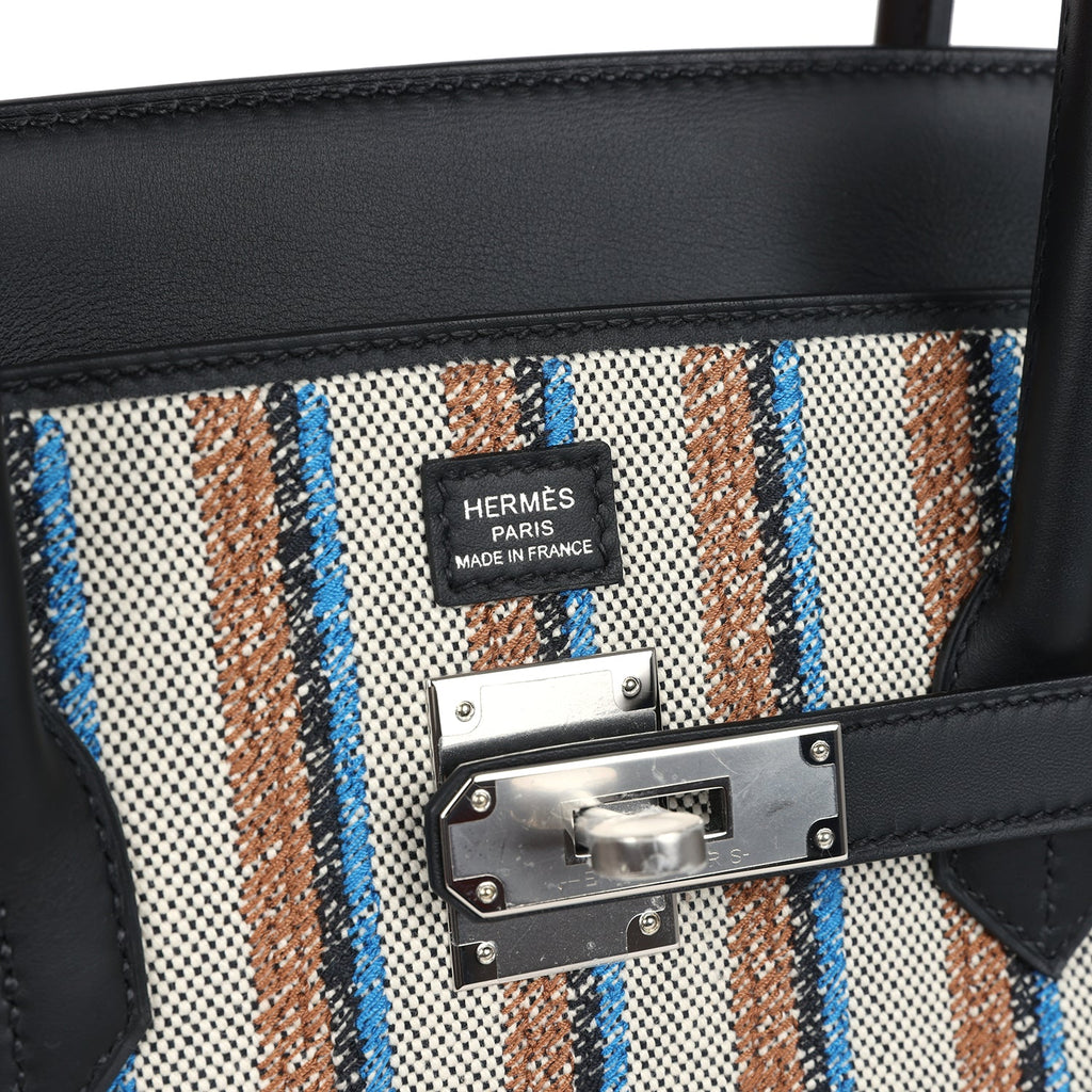Hermes Shoulder Birkin Light 39 Multicolor Toile and Black Swift Palladium Hardware - Image 8