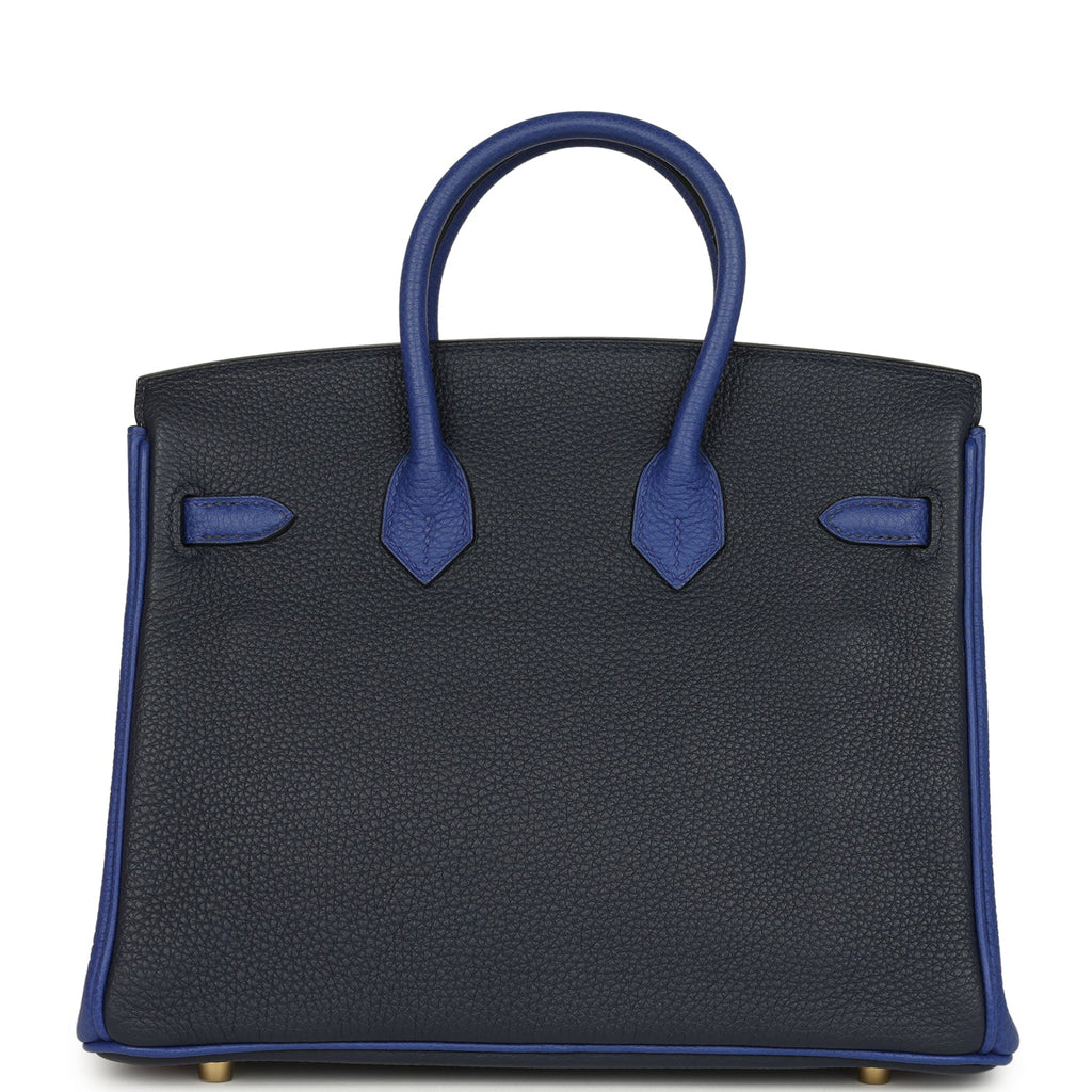 Hermes Special Order (HSS) Birkin 25 Bi-Color Bleu Nuit and Bleu Electric Togo Brushed Gold Hardware - Image 5