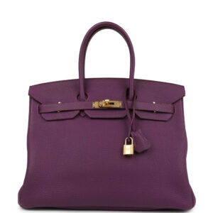 Pre-owned Hermes Birkin 35 Anemone Togo Gold Hardware