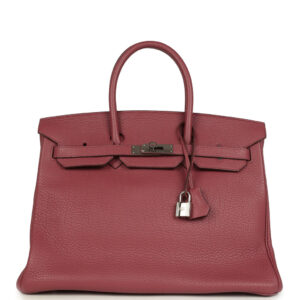Pre-owned Hermes Birkin 35 Bois De Rose Fjord Palladium Hardware