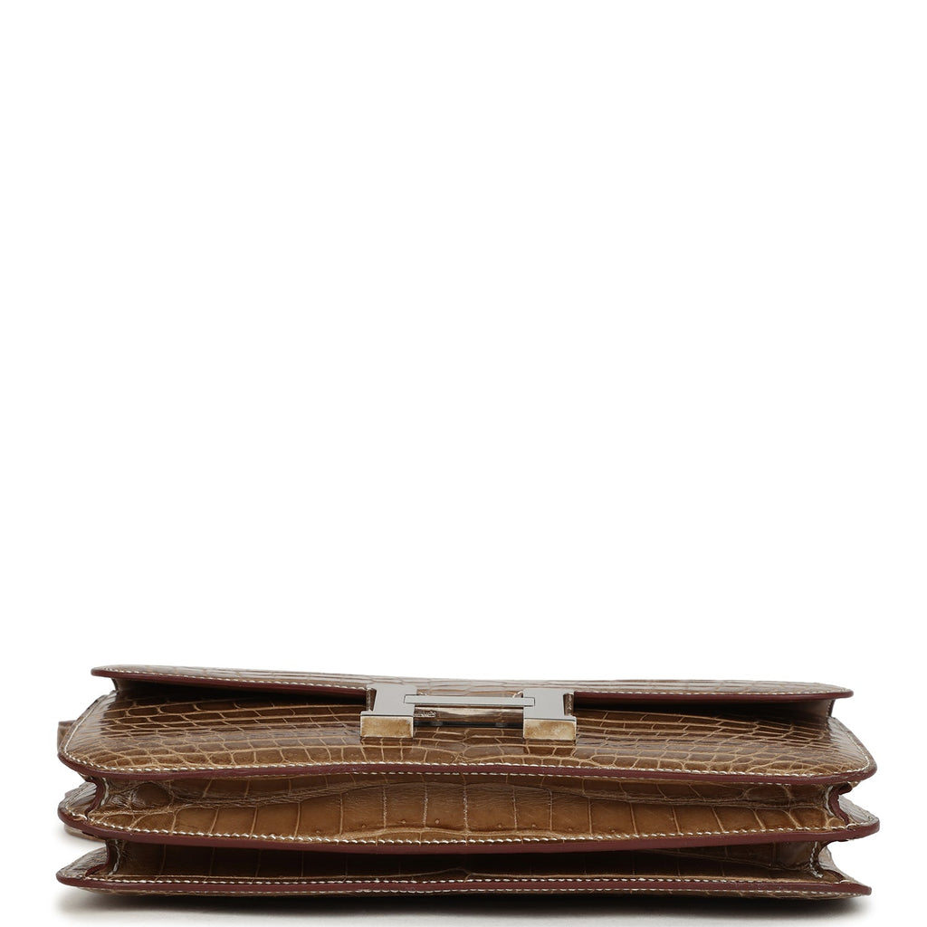 Pre-owned Hermes Constance Elan Ficelle Shiny Niloticus Crocodile Palladium Hardware - Image 7