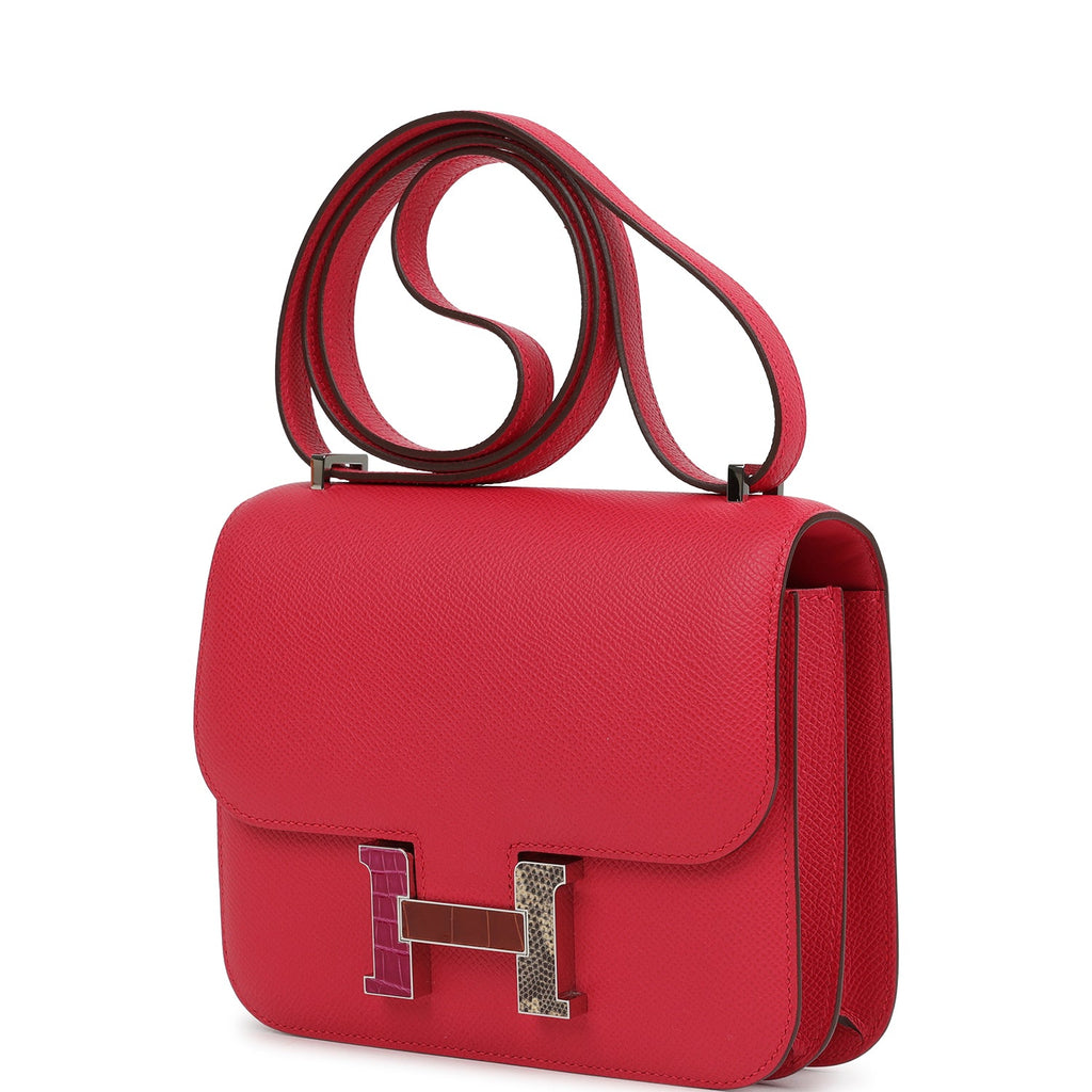 Pre-owned Hermes Constance 18 Rose Extreme Epsom Marquette Palladium Hardware - Image 4