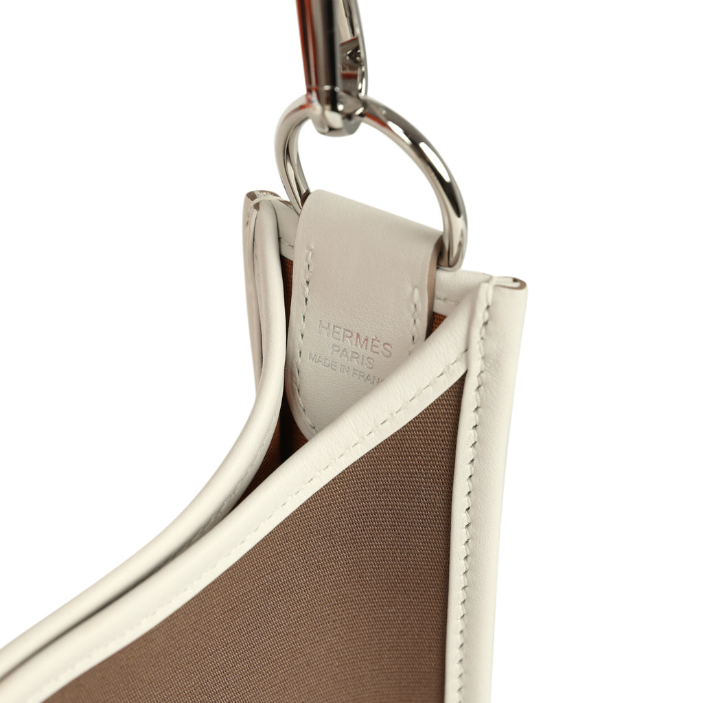 Hermes Neo Evelyne PM Etoupe Officier Canvas and Gris Pale Swift Palladium Hardware - Image 9