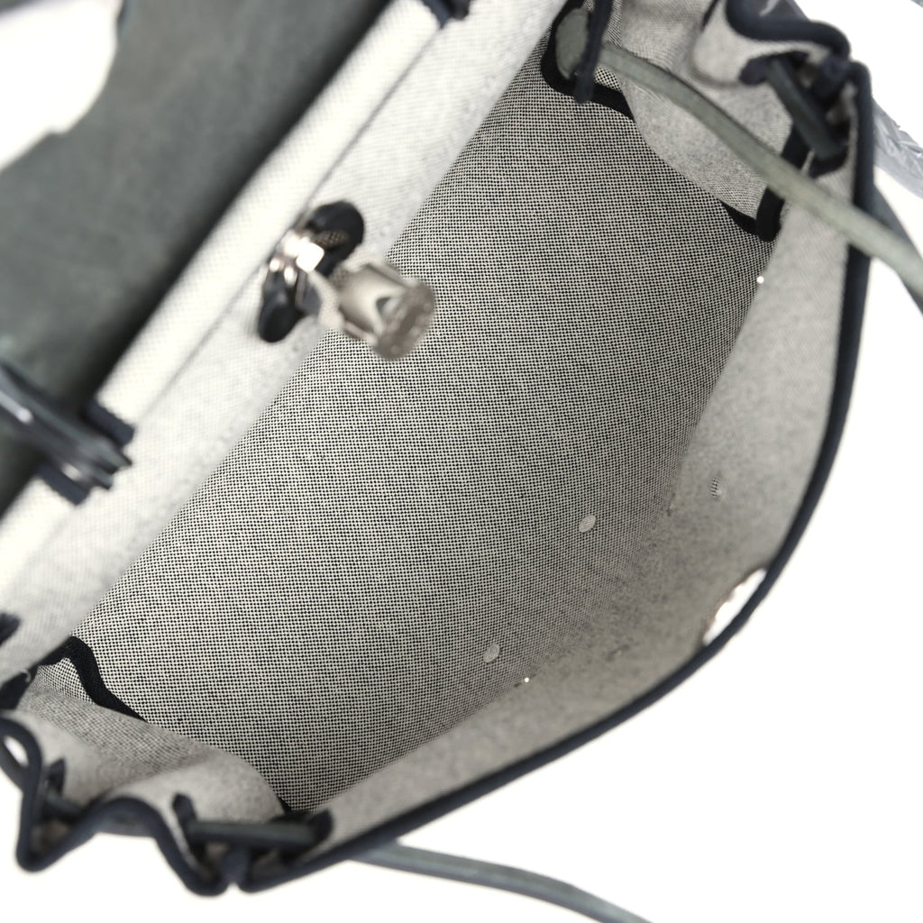 Hermes Herbag Zip 31 PM Hobnailed Black and Ecru Printed H Plume Canvas and Vache Hunter Palladium Hardware - Image 11