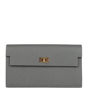 Hermes Kelly Pocket Long Wallet Gris Meyer Madame Gold Hardware
