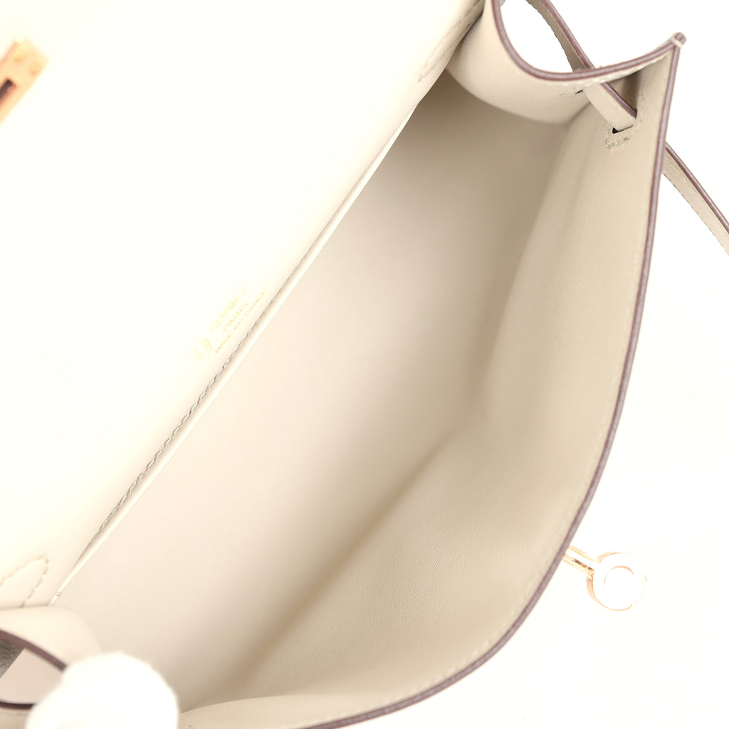 Hermes Special Order (HSS) Kelly Pochette Gris Asphalte and Beton Swift Rose Gold Hardware - Image 9