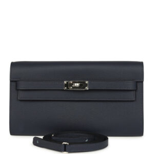 Hermes Kelly Wallet To Go Bleu Nuit Evercolor Palladium Hardware