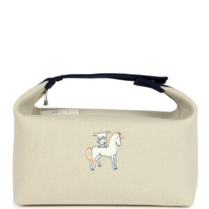 Hermes Bride A Brac Cabriole GM Gris Perle and Bleu Canvas Palladium Hardware