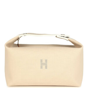 Hermes Bride-A-Brac Case GM Neutral Toile Canvas Palladium Hardware