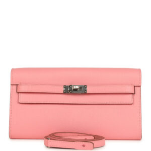 Hermes Kelly Wallet To Go Rose Confetti Epsom Palladium Hardware
