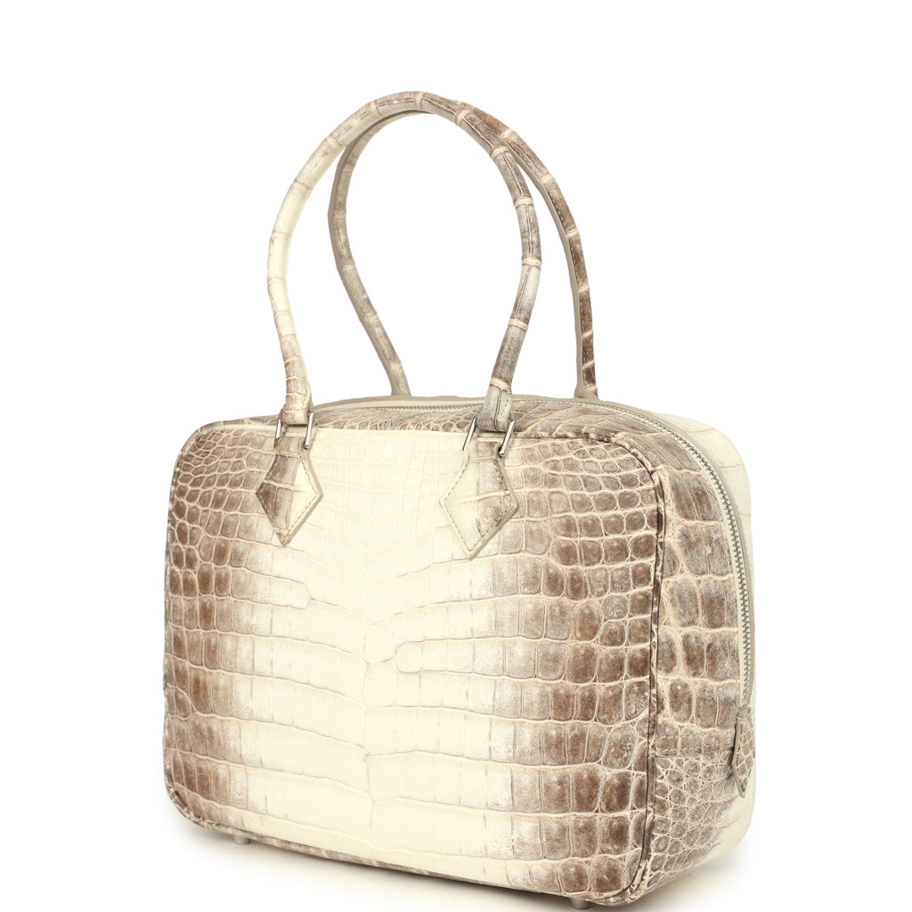 Pre-owned Hermes Plume 28 Himalaya Matte Niloticus Crocodile Palladium Hardware - Image 6