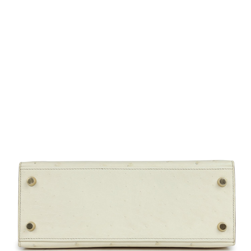 Hermes Special Order (HSS) Kelly Sellier 25 Nata Verso Ostrich Permabrass Hardware - Image 7