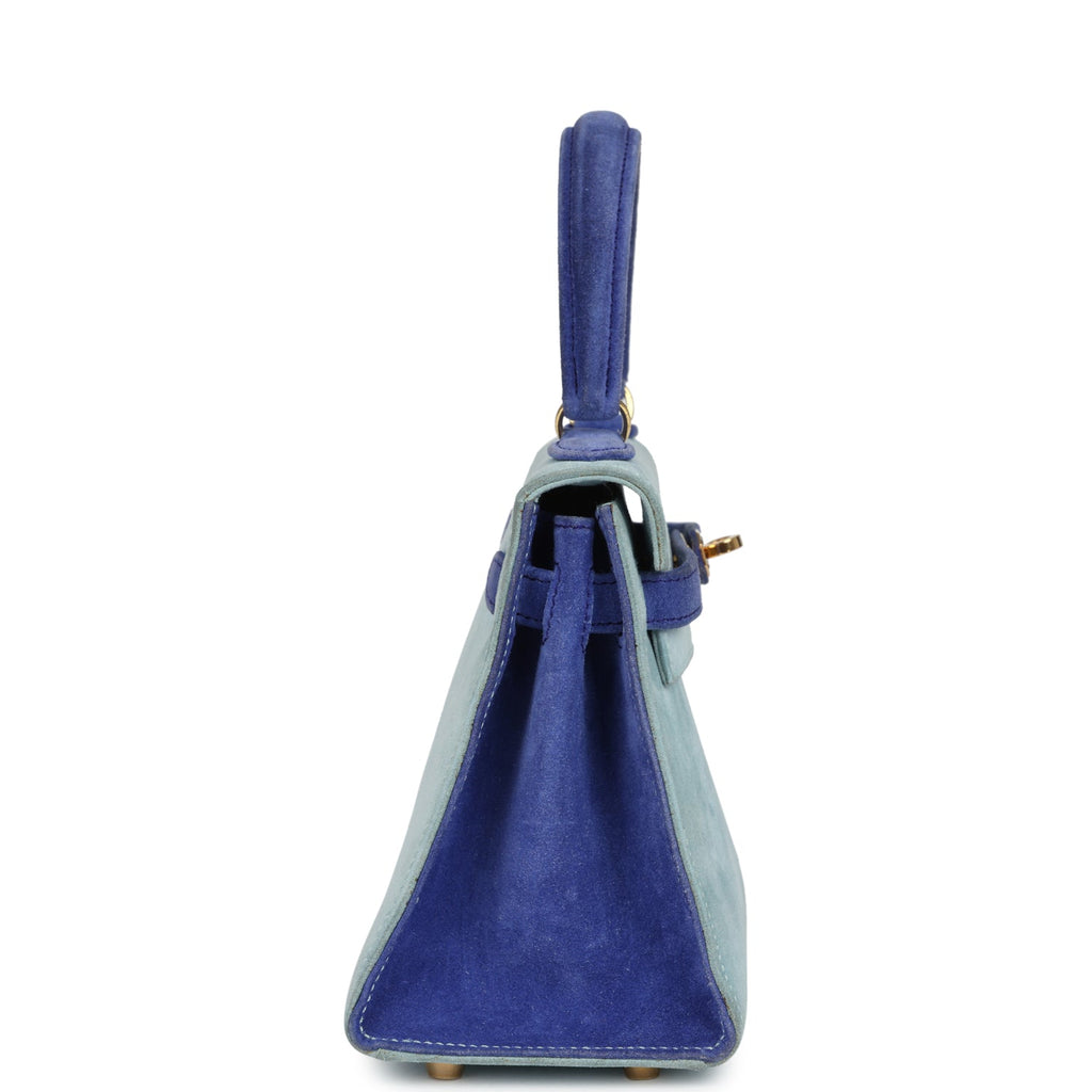 Vintage Hermes Kelly Sellier 20 Bleu Electric and Aqua Doblis Gold Hardware - Image 4