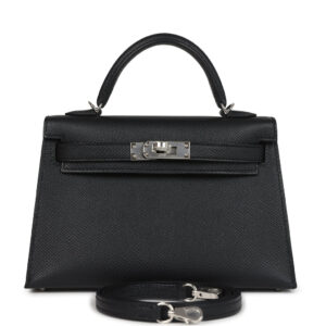 Hermes Kelly Sellier 20 Black Epsom Palladium Hardware