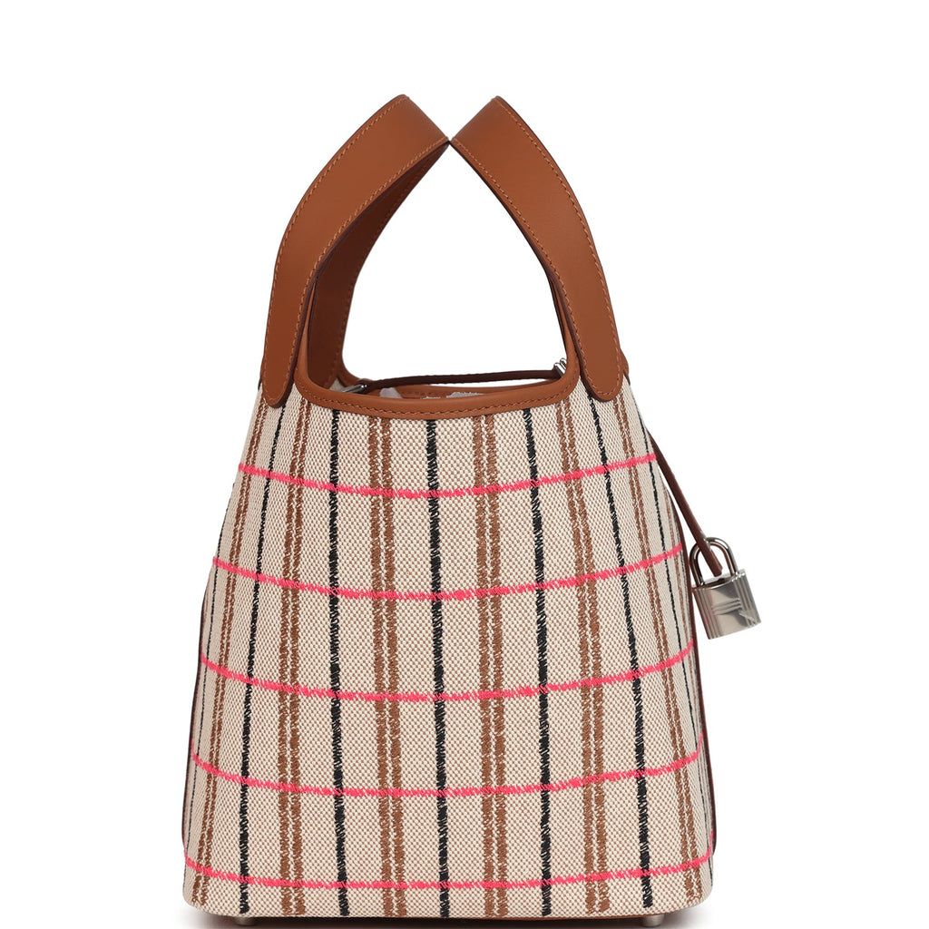 Hermes Picotin Lock 18 Gold, Ecru-Beige, Rose Pop, Black Toile H and Fauve Swift and Toile H Palladium Hardware - Image 4