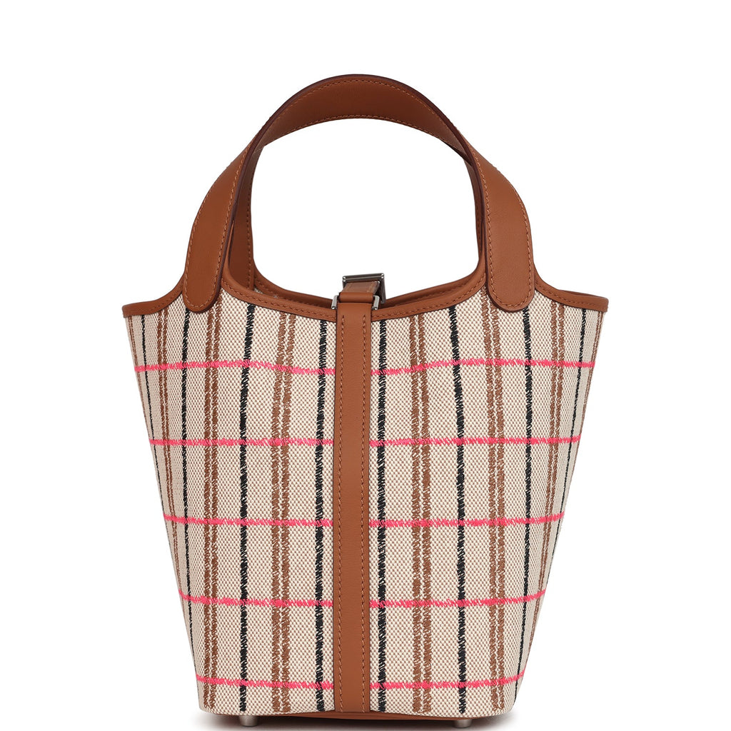 Hermes Picotin Lock 18 Gold, Ecru-Beige, Rose Pop, Black Toile H and Fauve Swift and Toile H Palladium Hardware - Image 5