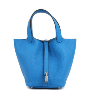 Hermes Picotin Lock 18 Bleu Hydra Clemence Palladium Hardware