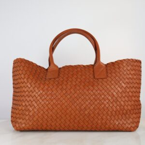 Bottega Veneta Orange Intrecciato Woven Medium Tote Bag