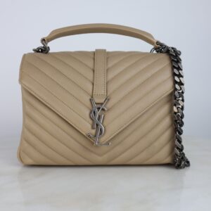 YSL Beige Matelasse Chevron Collage Medium Bag