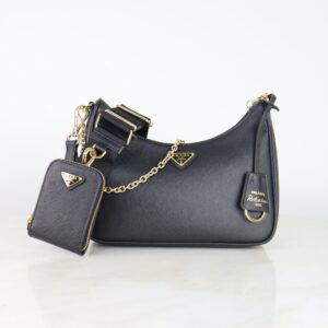 Prada Black Re-Edition 2005 Crossbody Bag with Chain