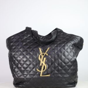 YSL Black ICARE Quilted Tote Bag W/ Pouch