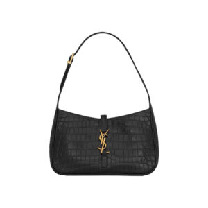 LE 5 à 7 in Crocodile-Embossed Shiny Leather Bag