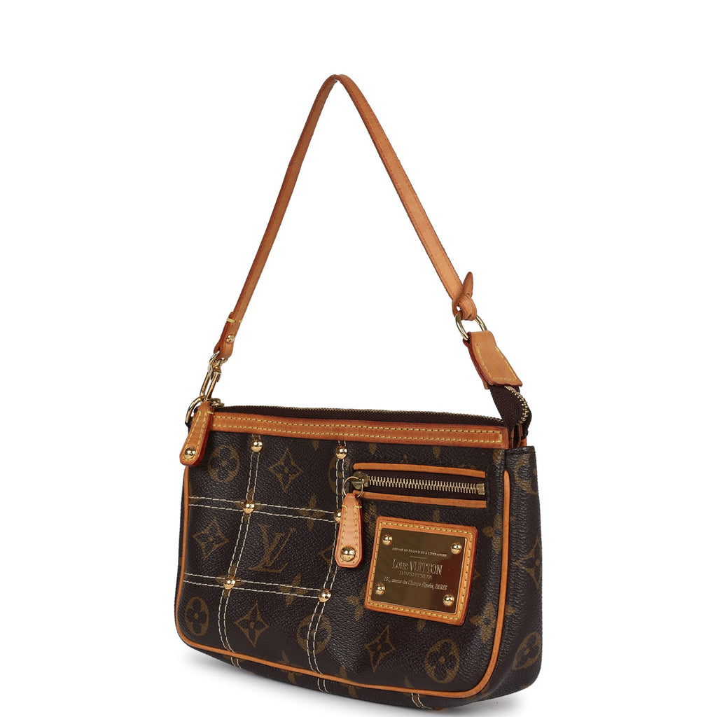 Vintage Louis Vuitton Pochette Accessories Brown Monogram Rivet Gold Hardware - Image 6