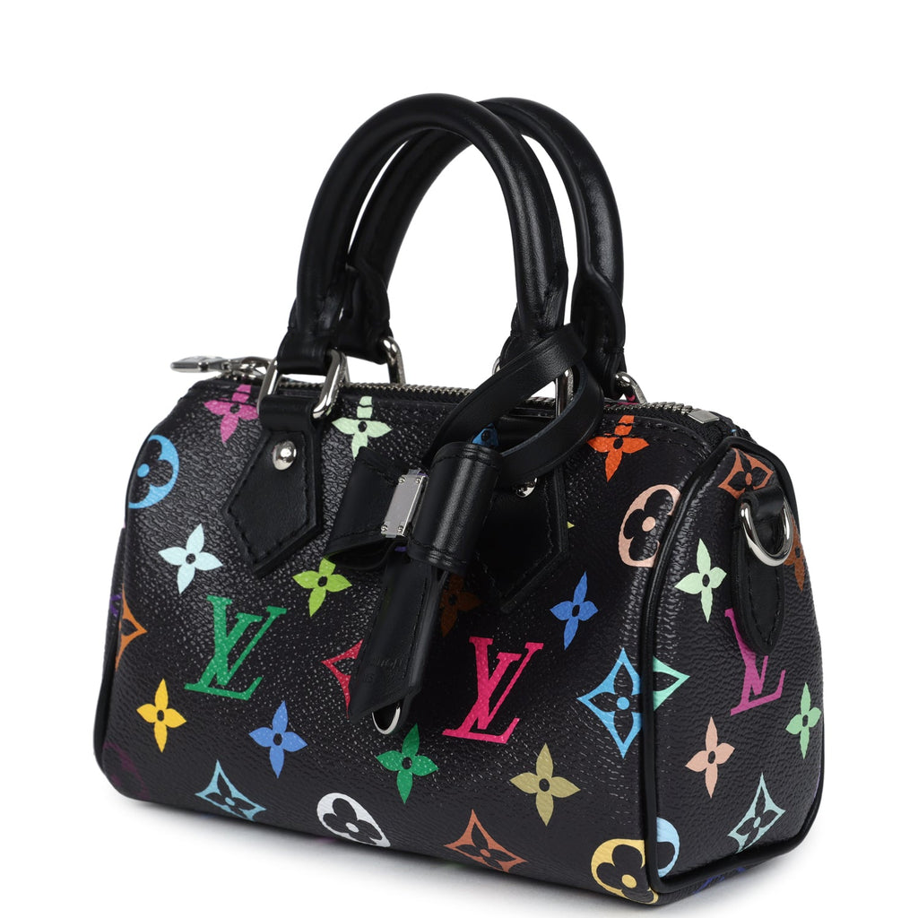 Louis Vuitton X Murakami Nano Speedy Bag Black Multicolor Monogram Gold Hardware - Image 6