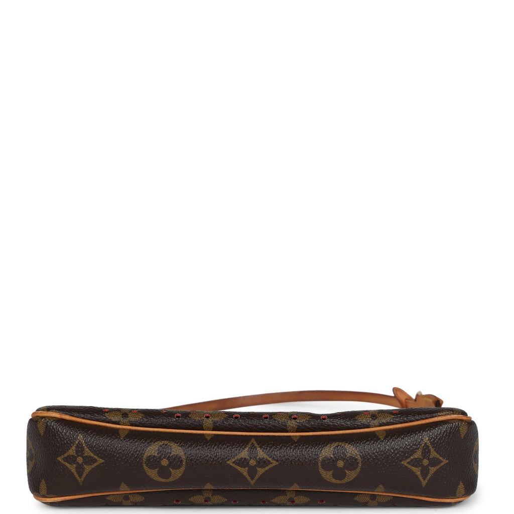 Vintage Louis Vuitton Perforated Pochette Accessories Orange Monogram Gold Hardware - Image 9