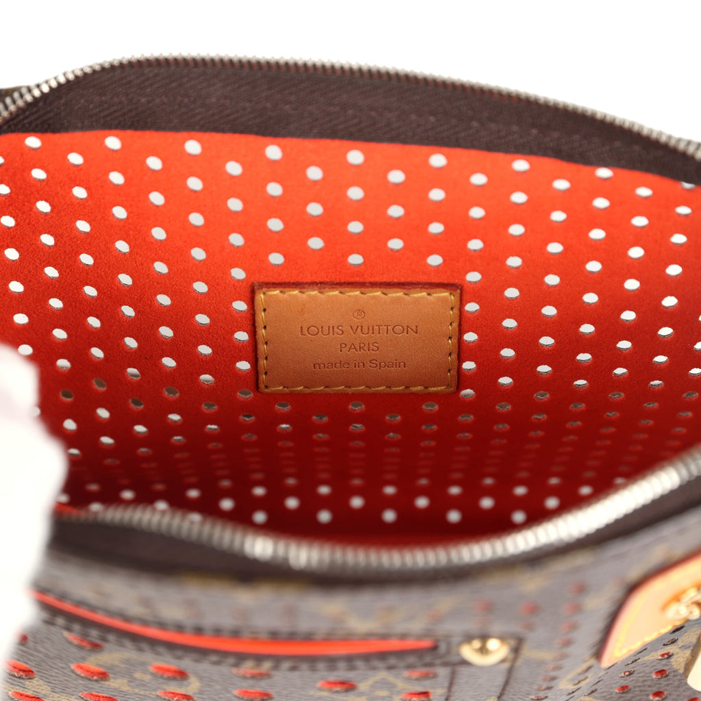 Vintage Louis Vuitton Perforated Pochette Accessories Orange Monogram Gold Hardware - Image 11