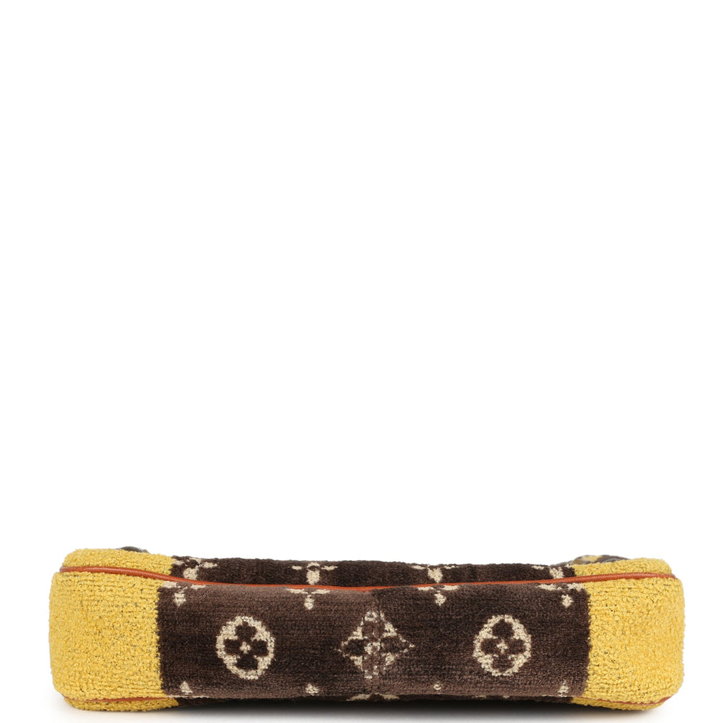 Vintage Louis Vuitton Trompe L'Oeil Pochette Brown and Yellow Velvet Brass Hardware - Image 8