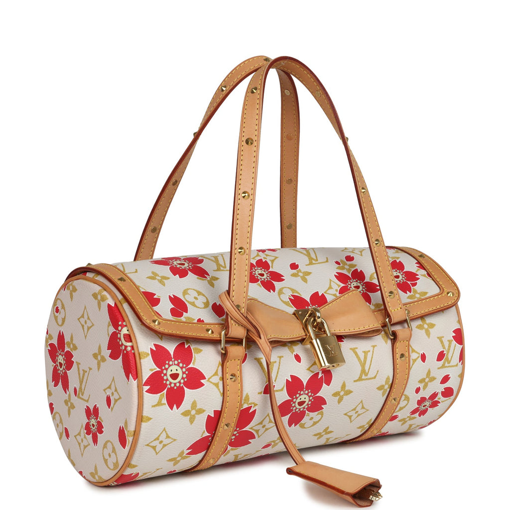 Vintage Louis Vuitton X Takashi Murakami Cream and Red Cherry Blossom Papillon Gold Hardware - Image 3