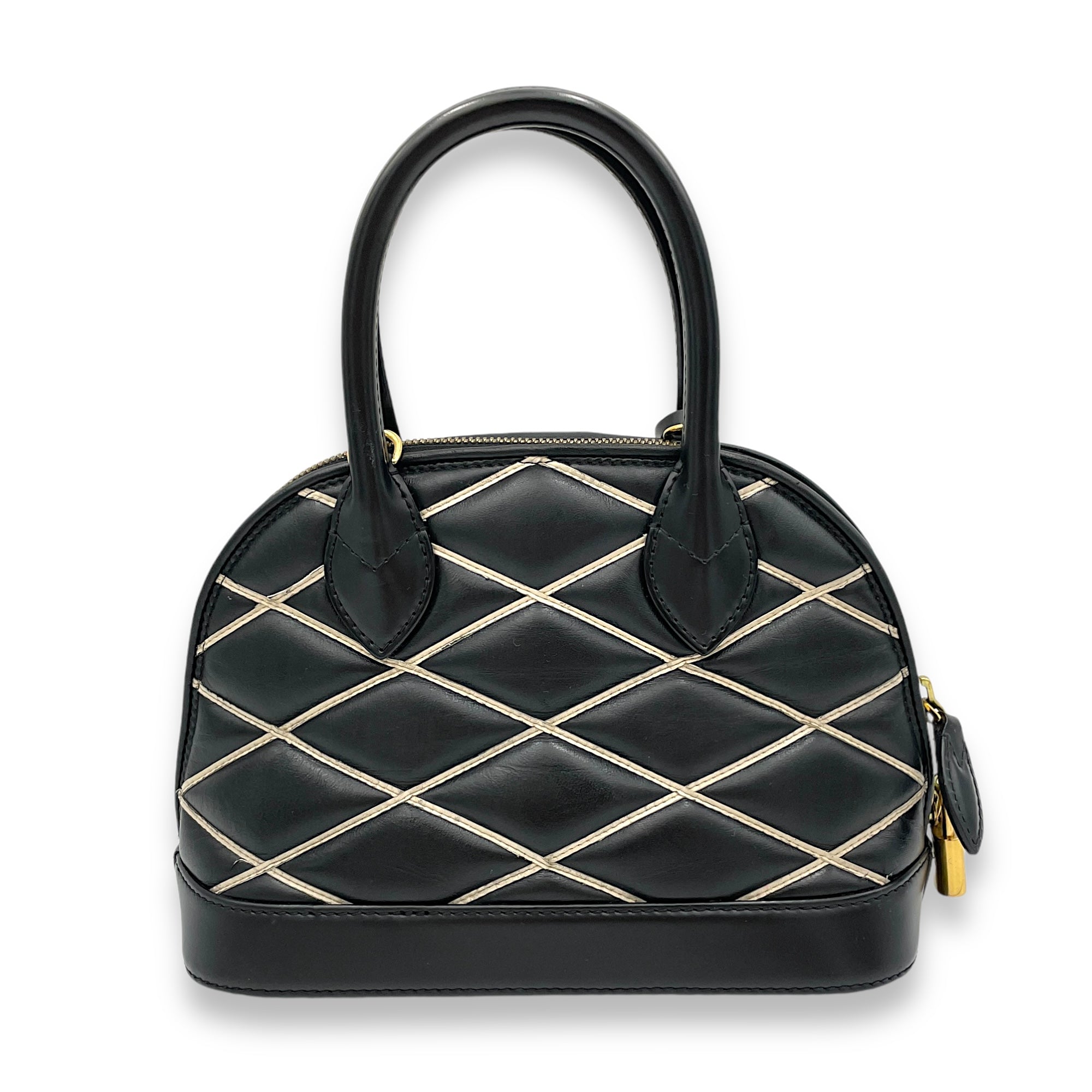 Alma BB Black Top Handle Bag in Calfskin, Gold hardware - Image 3