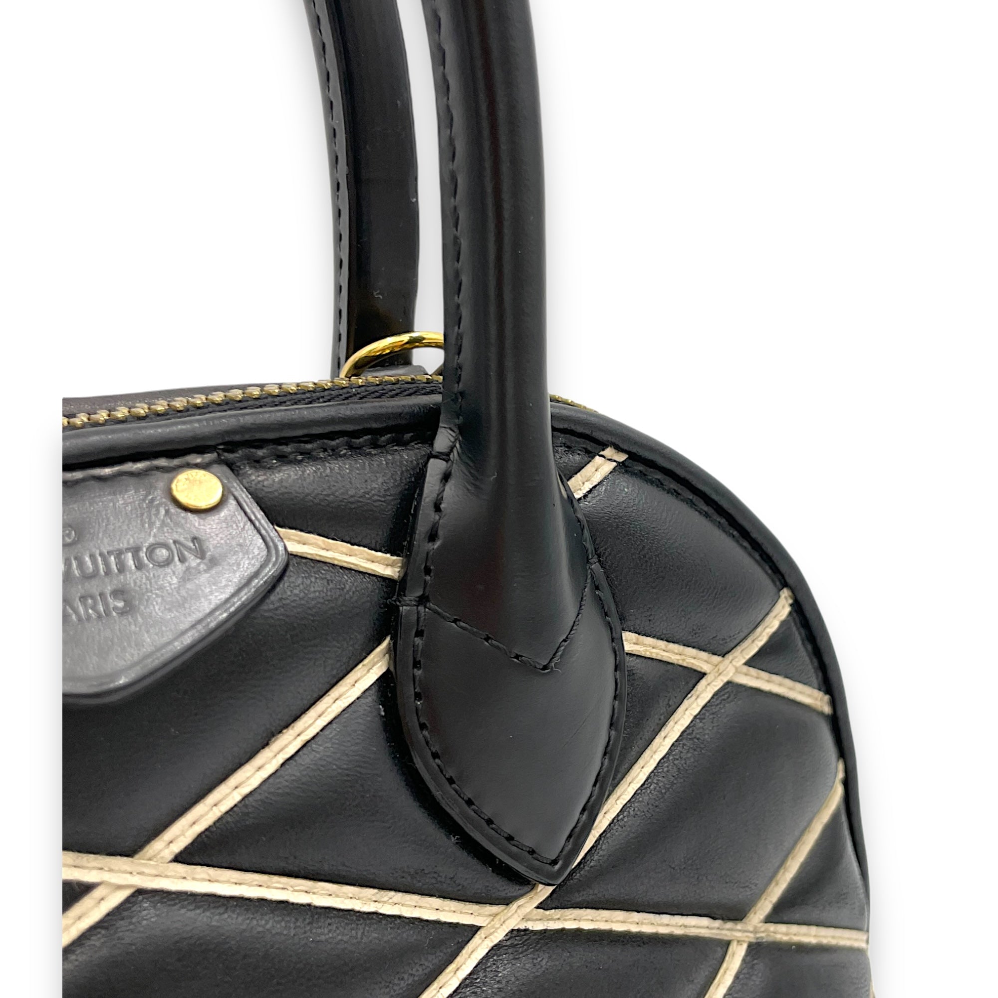 Alma BB Black Top Handle Bag in Calfskin, Gold hardware - Image 10