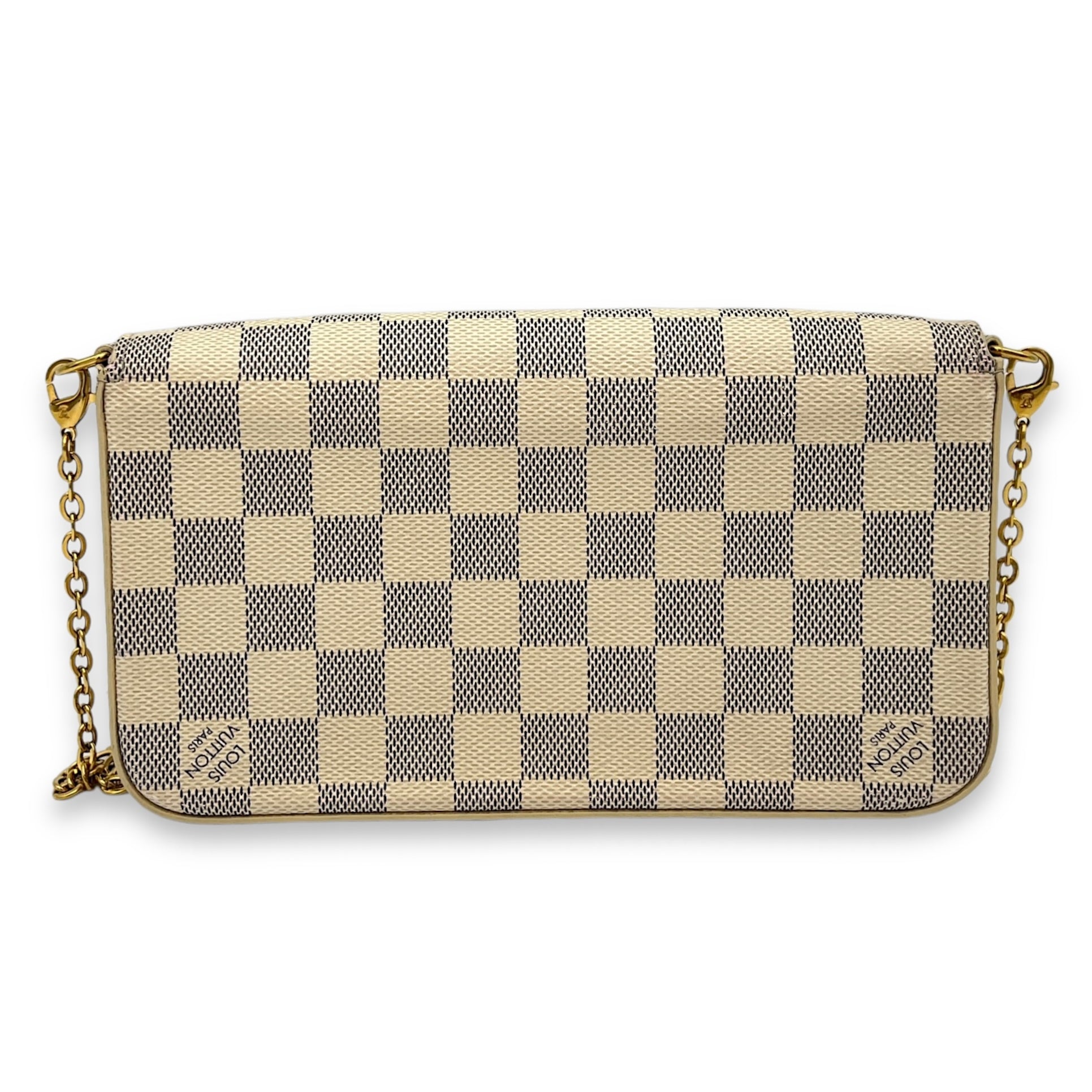 Felicie Damier Azur Wallet On Chain in Coated Canvas, Gold hardware - Image 3