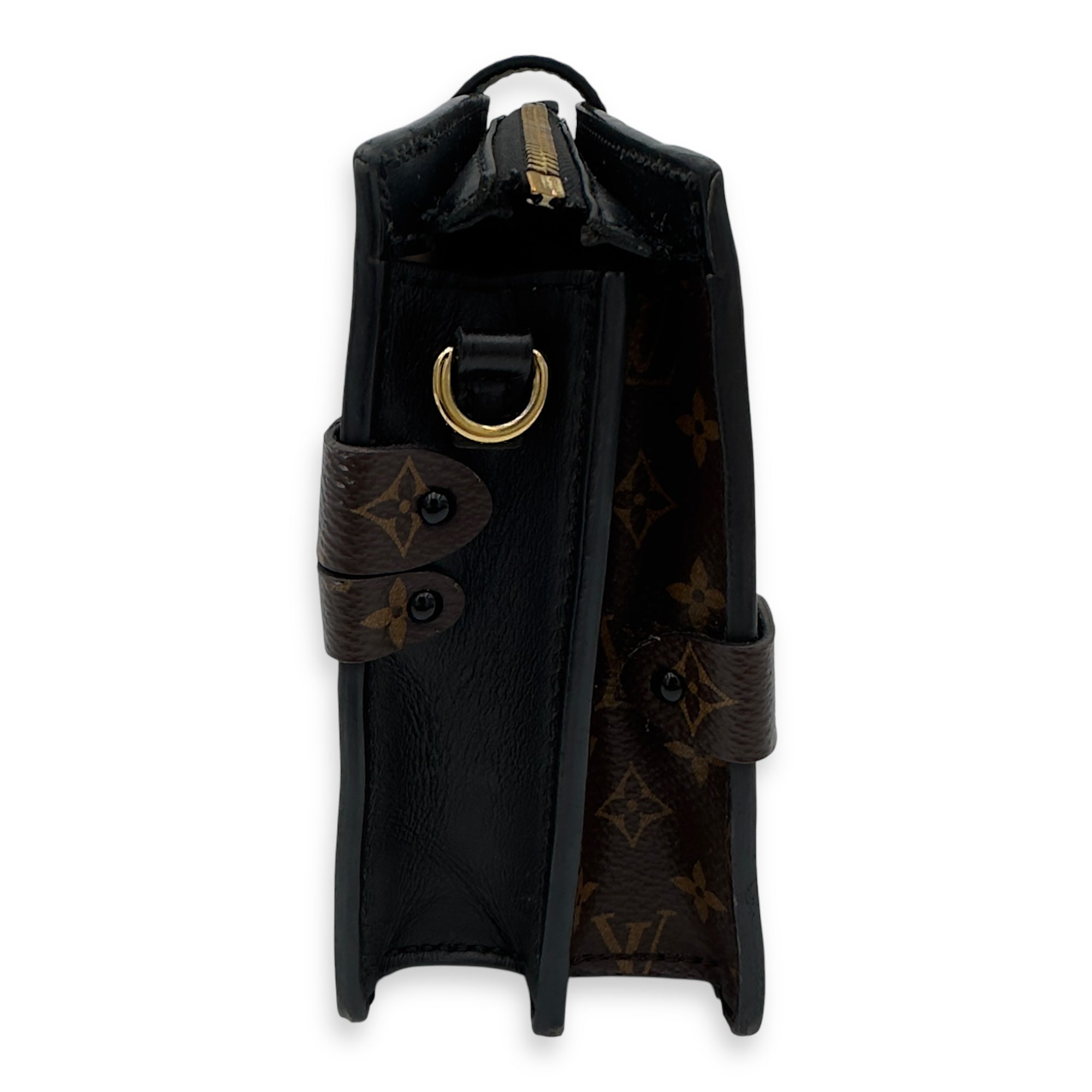 Trunk Clutch 2 Way Brown Crossbody Bag in Coated Canvas, Gold hardware - Image 4