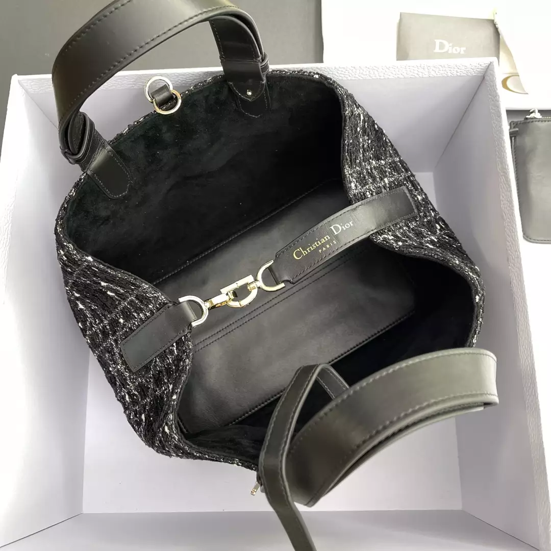 Medium Dior Toujours Bag Black Cannage Tweed - Repbags.ru - Image 7