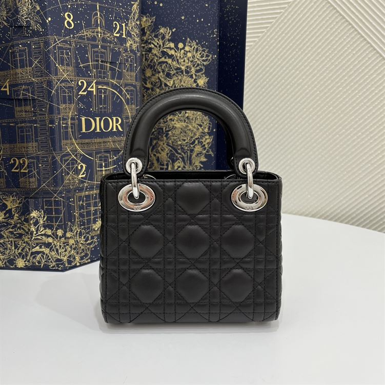 Mini Lady Dior Bag Black Lambskin - Image 4