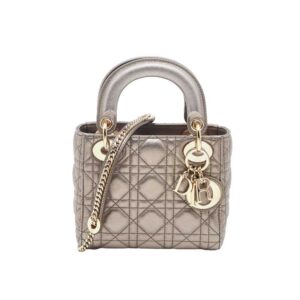 Mini Lady Dior Bag Metallic Grey