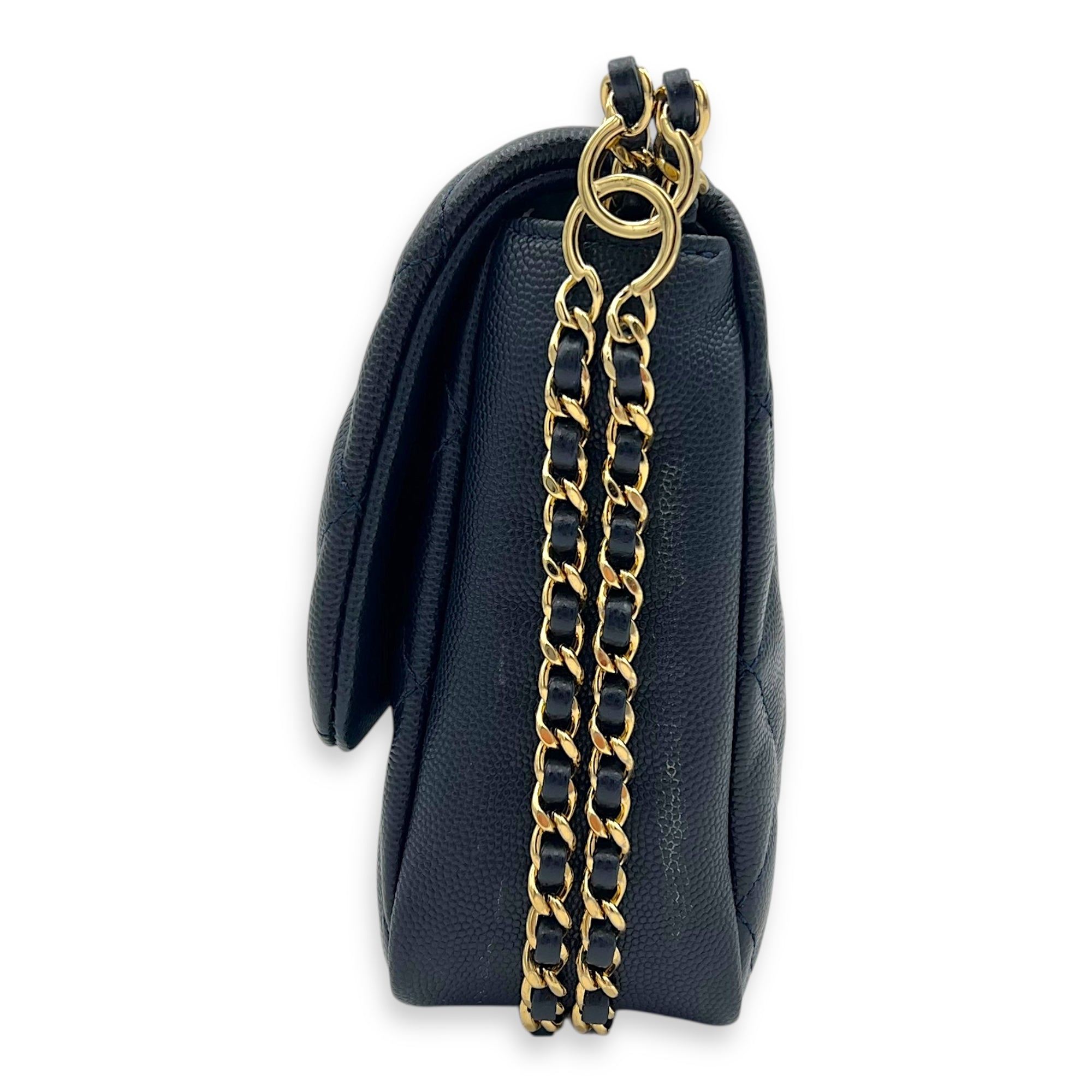 Chain Around Blue Crossbody Bag in Caviar Leather, Gold hardware - Image 5