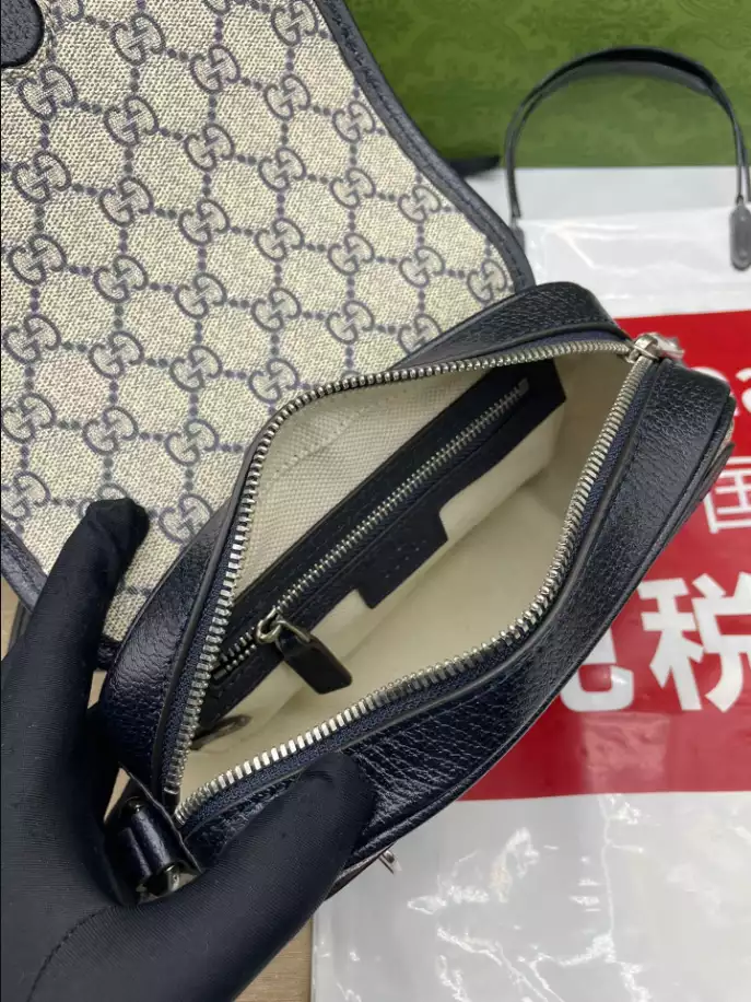 Ophidia GG mini shoulder bag in beige and ebony GG Supreme - Image 8