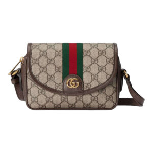 Ophidia GG mini shoulder bag in beige and ebony GG Supreme