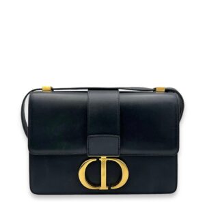 Montaigne Crossbody Bag Black in Calfskin, Gold hardware