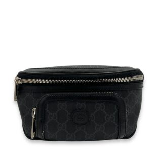 Interlocking G Black Belt Bag in Coated Canvas, Silver hardware