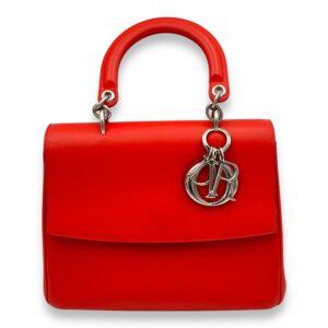 Be Dior Top Handle Bag Red in Calfskin, Silver hardware