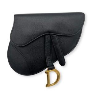 Saddle Belt Bag Black in Calfskin, Gold hardware