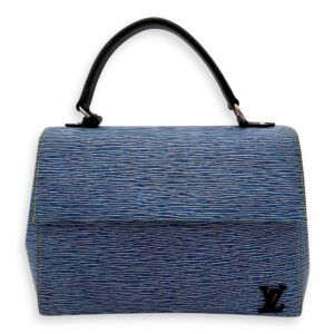 Cluny MM Blue Top Handle Bag in Epi Leather, Silver hardware