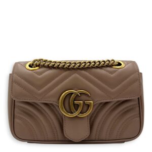 GG Marmont Mini Shoulder bag in Calfskin, Gold Hardware