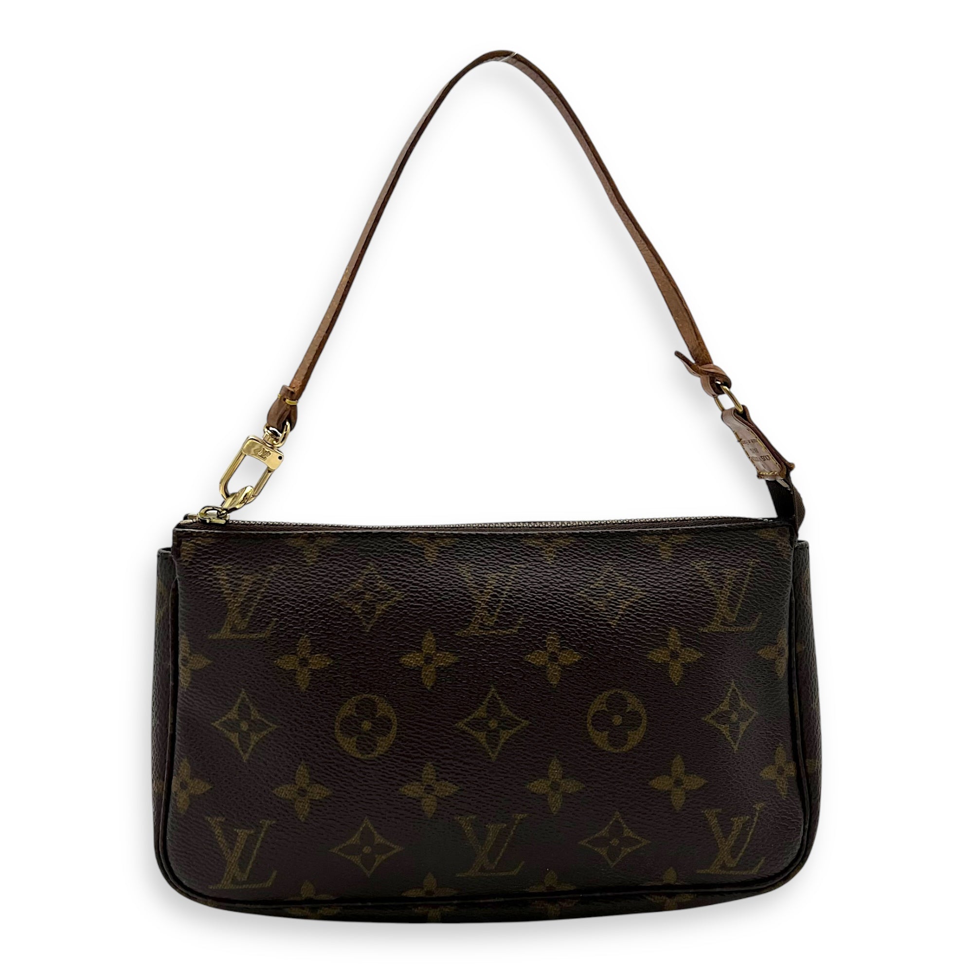 Pochette Accessoires Shoulder Bag Brown in Monogram Coated Canvas, Gold hardware